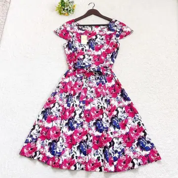 [새상품] LAURA ASHLEY 꽃무늬 린넨 롱 원피스 벨트 핑크