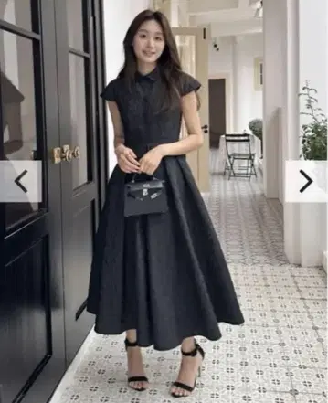 JACQUARD HEPBURN DRESS S 사이즈