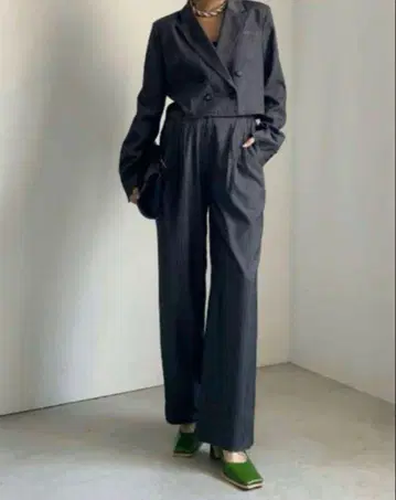 Ameri VINTAGE SHORT JACKET SET UP 그레이 S