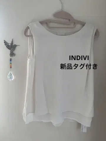 INDIVI 택 포함 새 상품 화이트 슬리브리스 블라우스