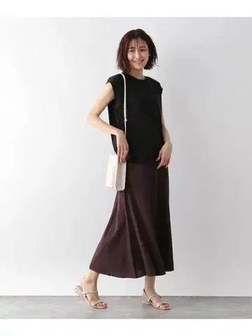 새상품 글로벌 워크 여성용 컷 리브 머메이드 스커트 L 롱