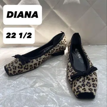 DIANA 송치 리본 레오파드 무늬 플랫슈즈 22 1/2