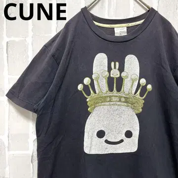 CUNE 큔 토끼 왕관 크라운 반팔 티셔츠 M 블랙 페이드