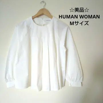 새상품급 HUMAN WOMAN 트리코 티셔츠 블라우스 M 화이트