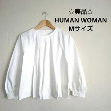 새상품급 HUMAN WOMAN 트리코 티셔츠 블라우스 M 화이트