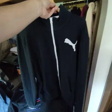 PUMA 블랙 집업 후드티 XL
