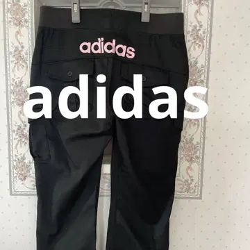 adidas 카고 팬츠 블랙 핑크 로고