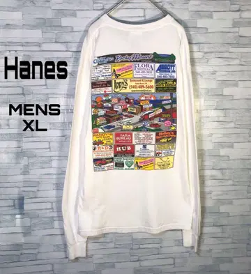[빈티지] 헤인즈 버지니아 롱 T셔츠 XL 수베니어 백 프린트
