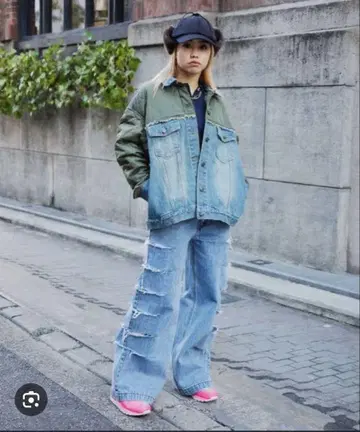 atmos pink 퀼팅 데님 자켓 BLUE