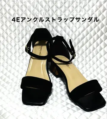 저반발 앵클 스트랩 샌들 블랙 힐 나뭇결 4E 23.5~24cm