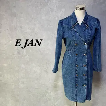 E JAN 데님 코트 더블 타이트 지퍼 블루 F 3398