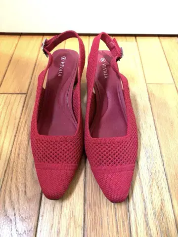 새상품급 VIVAIA 스틸레토 슬링백 샌들 레드 24cm