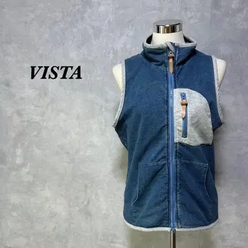 VISTA 데님 베스트 맨투맨 더블업 절개 인디고 3325