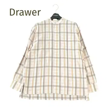 컨디션 최상 Drawer 실크 코튼 스탠드 카라 긴팔 블라우스 셔츠 36