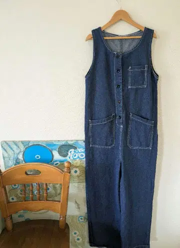 구제 데님 멜빵바지