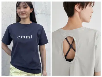 새상품급 eco emmi 로고 백 샹 T셔츠 다크 그레이
