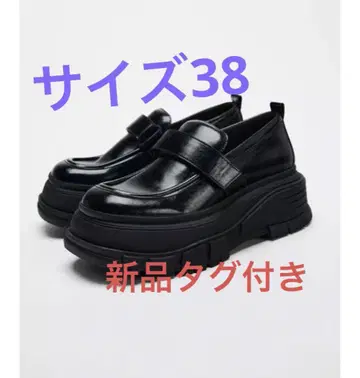 ZARA 자라 플랫폼 로퍼 38 새상품 블랙