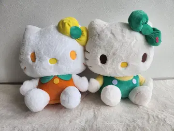 헬로키티 봉제 인형 오렌지 & 그린 2개 세트