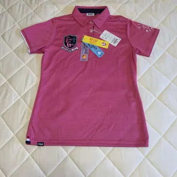 새상품 FILA 골프 피케 셔츠 UV 컷 핑크 반팔 L 사이즈