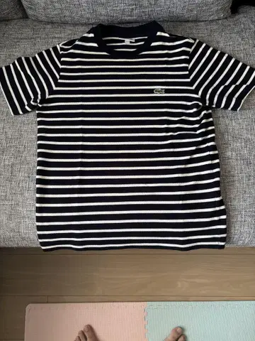 라코스테 LACOSTE 티셔츠 보더 반팔 둥근넥