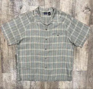 PATAGONIA 헴프 100% 반팔 오픈 카라 셔츠 글렌체크