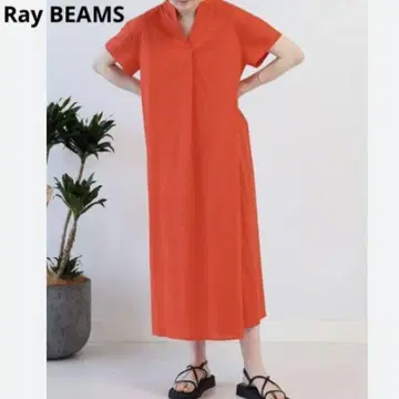 [ Ray BEAMS ] 면마 백 턱 원피스 플레어 원피스 스키퍼