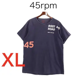 H1644 45rpm 로고 프린트 반팔 티셔츠 인디고