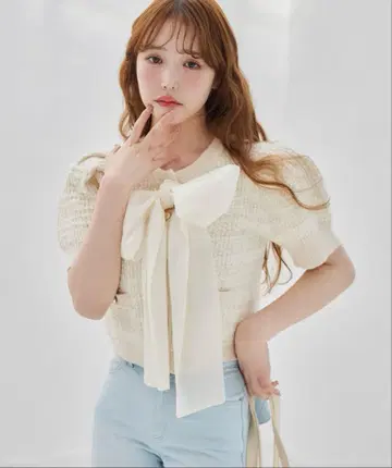 트위드 리본 가디건 택 포함 미사용 새상품