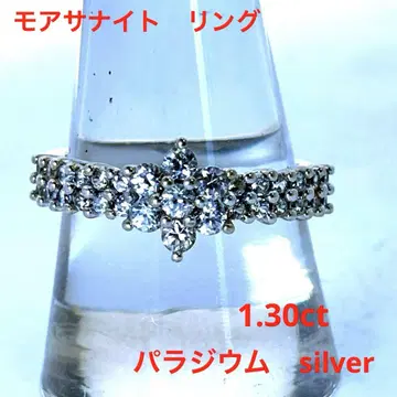 모이사나이트 반지 1.30ct 팔라듐 silver 꽃 모티브 반지