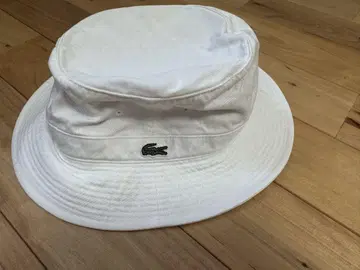 [ 1회 사용 ] 라코스테 Lacoste 화이트 버킷햇 모자
