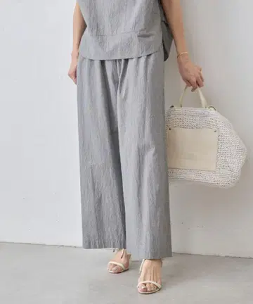 BEARDSLEY 면 와셔 허리 리브 팬츠 새상품급
