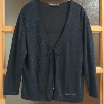 LEONARD 레오나르 전면 라메 믹스 스팽글 블랙 가디건 L