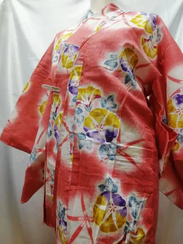 나팔꽃 패턴 핑크 유카타 중고품