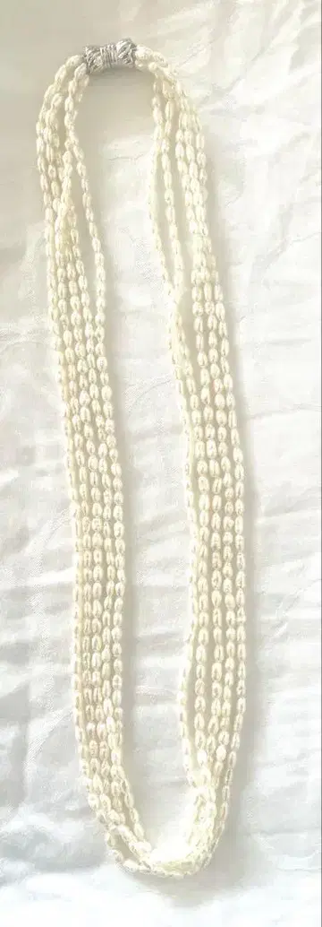 화이트 펄 다중 목걸이 57cm