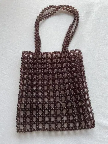 다크 브라운 비즈 토트백