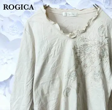로지카 [ ROGICA ] 긴팔 티셔츠 [ M ] 아이보리 자수 꽃무늬