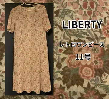 LIBERTY 꽃과 새 핑크 계열 반팔 롱 레트로 원피스 11호
