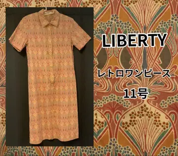 LIBERTY 핑크 계열 패턴 반팔 레트로 롱 셔츠 원피스 11호