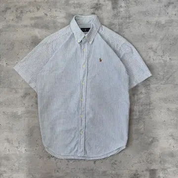 RALPH LAUREN 랄프 로렌 셔츠 반팔 블루 스트라이프