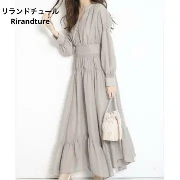 Rirandture 리랜드 튜르 언발란스 티어드 개더 원피스 M
