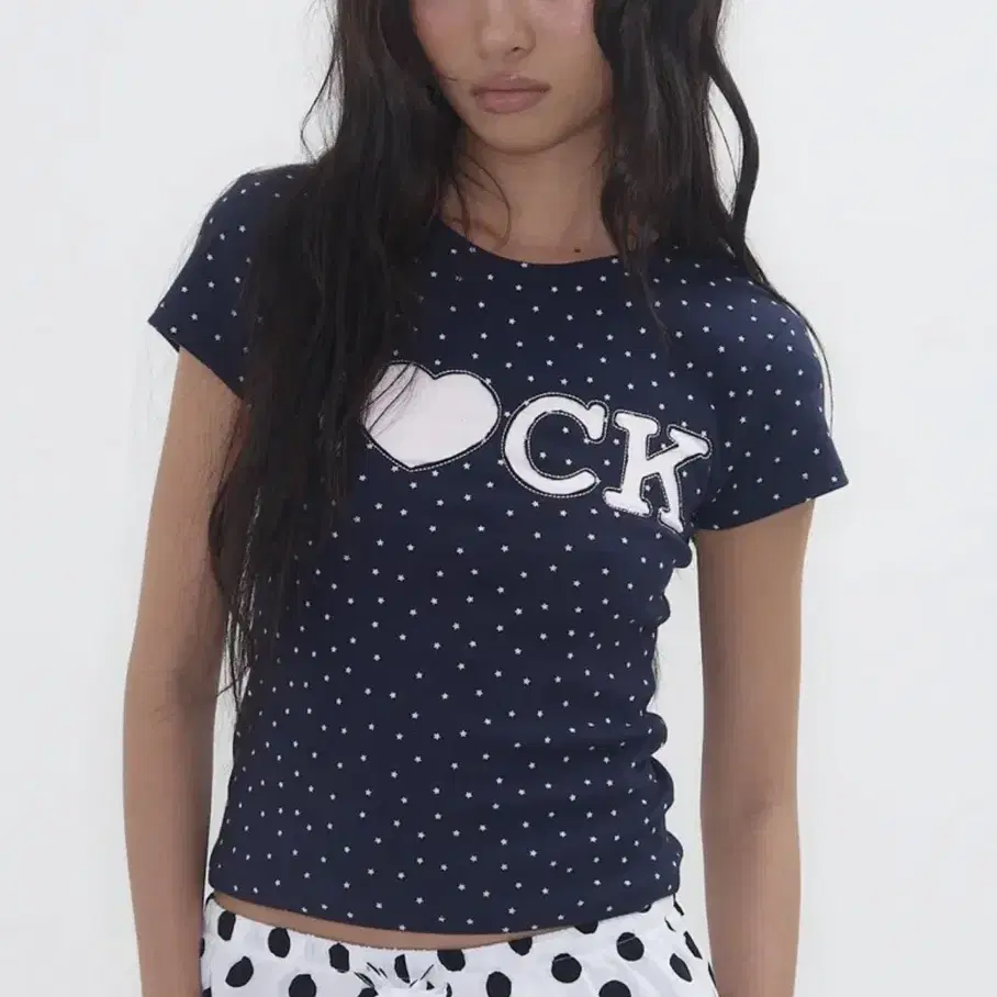 New) Expired Girl Rockstar Baby Tee Navy #익스파이어드걸