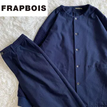 FRAPBOIS 셋업 노카라 이소재 절개 버튼 니트 L