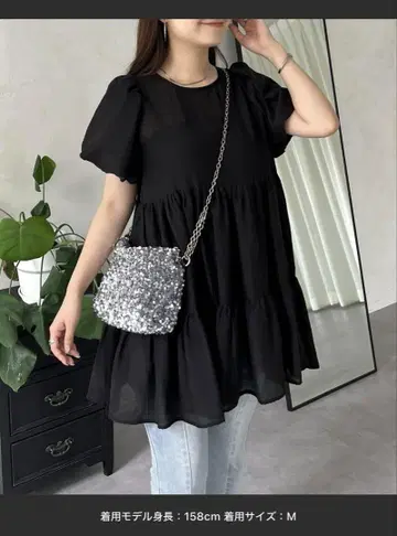 퍼프 슬리브 시어 티어드 블라우스