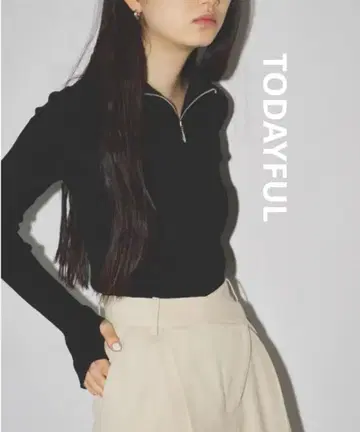 TODAYFUL Halfzip Rib Knit 블랙
