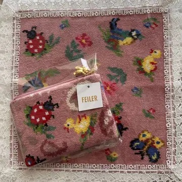 FEILER 친자와 레이스 새상품 페이즐리 티슈 파우치 핑크