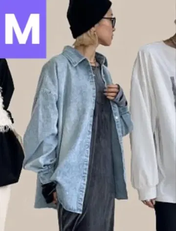 미사용 새상품 anna 콜라보 데님 셔츠 중간 파랑 M 사이즈