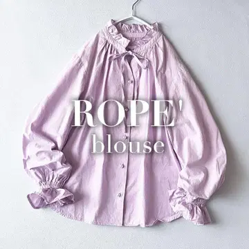 ROPE 로페 셔츠 블라우스 펄 버튼 프릴 코튼 긴팔 A25