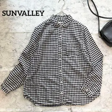 [SUNVALLEY] 선밸리 깅엄 체크 코튼 긴팔 셔츠 네이비