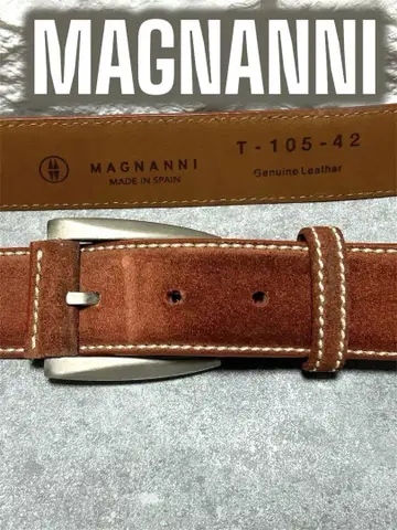새상품급 MAGNANNI T-105-42 스웨이드 가죽 벨트 브라운