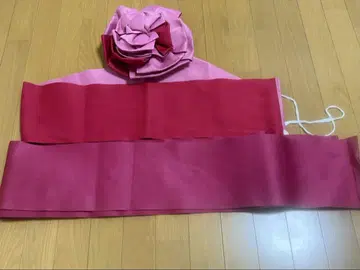 핑크 계열 꽃 모티브 츠케오비 유카타